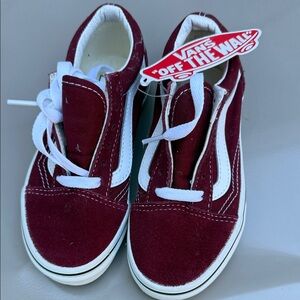 Vans Kids Burgundy and White Sneakers